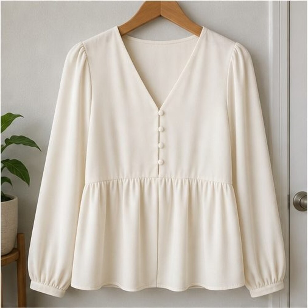 Cream Peplum Top